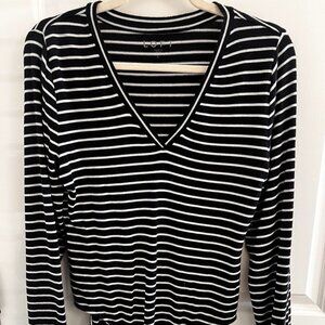 CLASSIC + COASTAL – LOFT Nautical Striped Bodysuit | Navy + White | Size Large